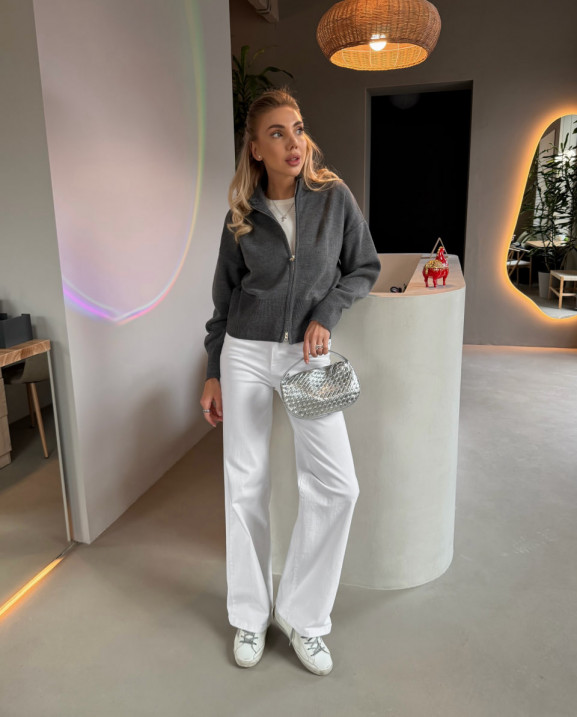 118 Кардиган в’язаний весняний з блискавкою